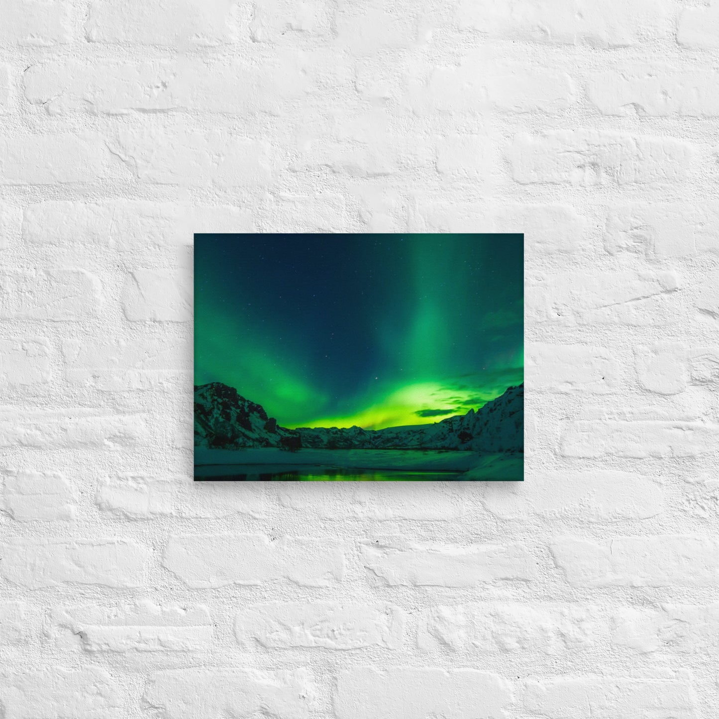 Icy Lake Aurora Canvas