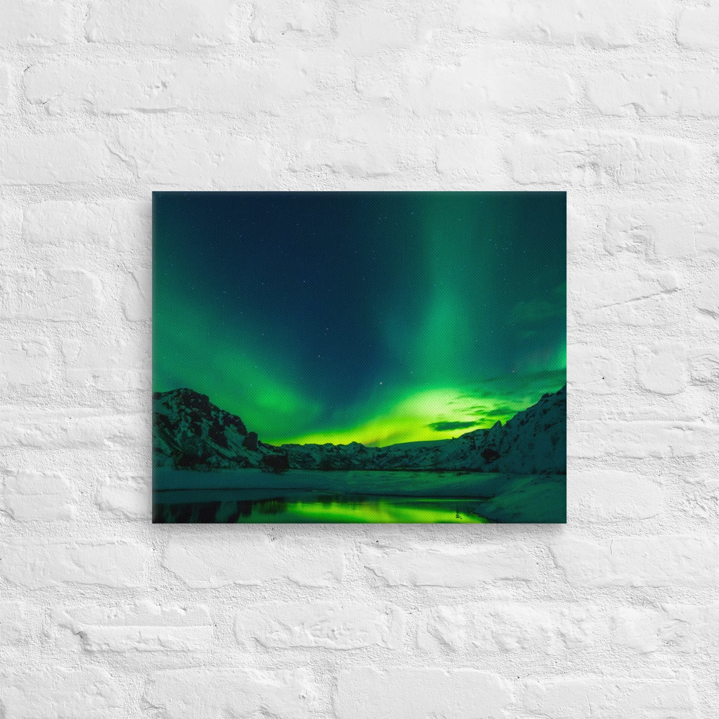 Icy Lake Aurora Canvas