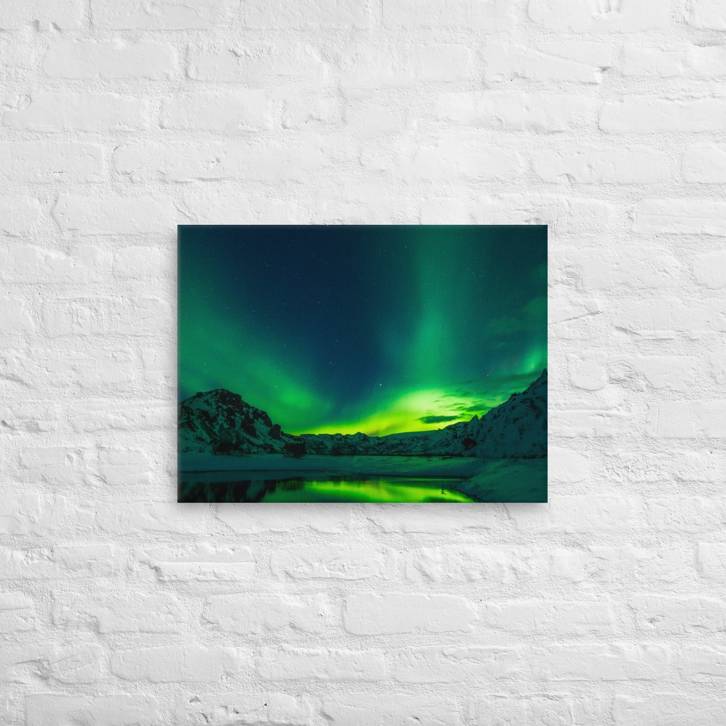 Icy Lake Aurora Canvas