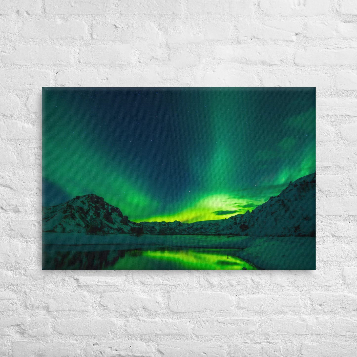 Icy Lake Aurora Canvas