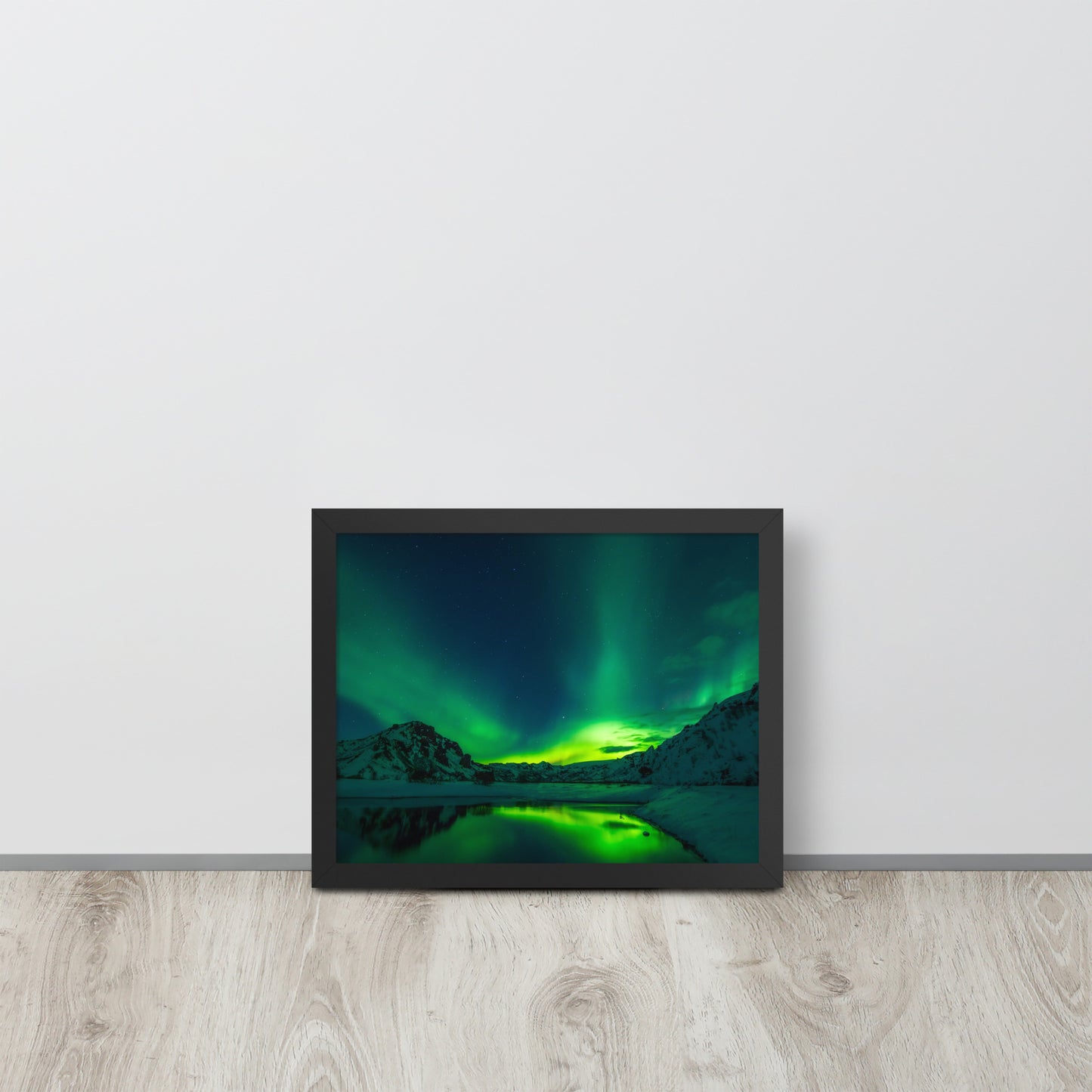 Icy Lake Aurora Framed Poster