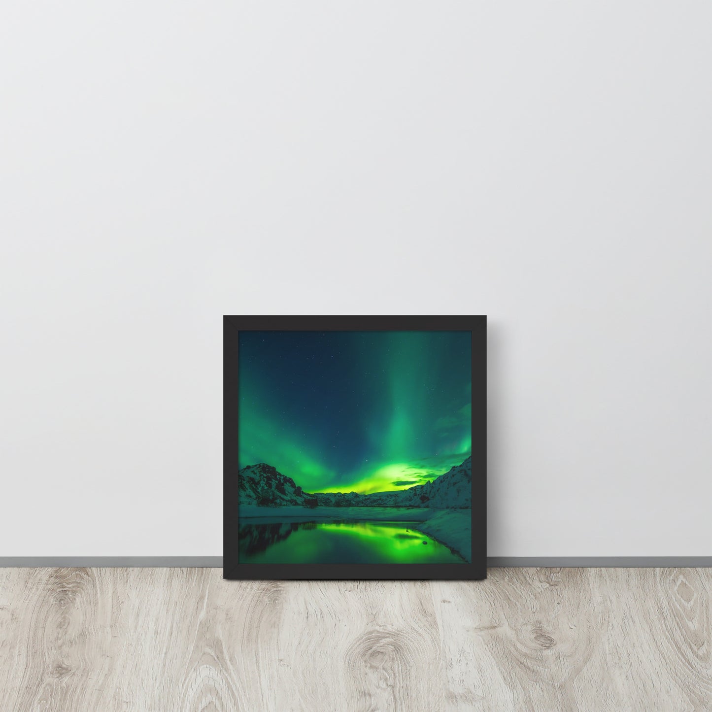 Icy Lake Aurora Framed Poster