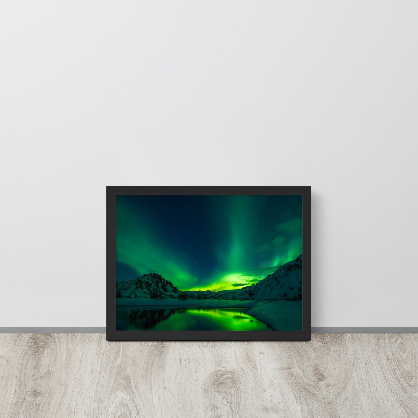 Icy Lake Aurora Framed Poster