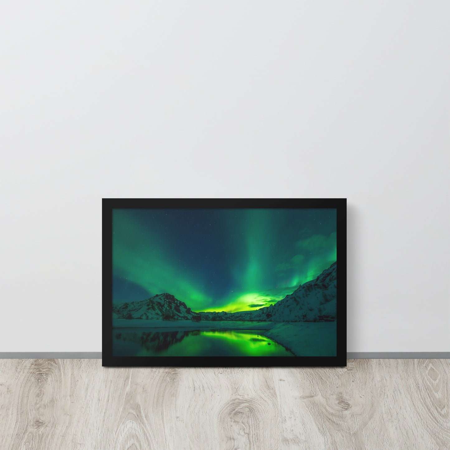 Icy Lake Aurora Framed Poster