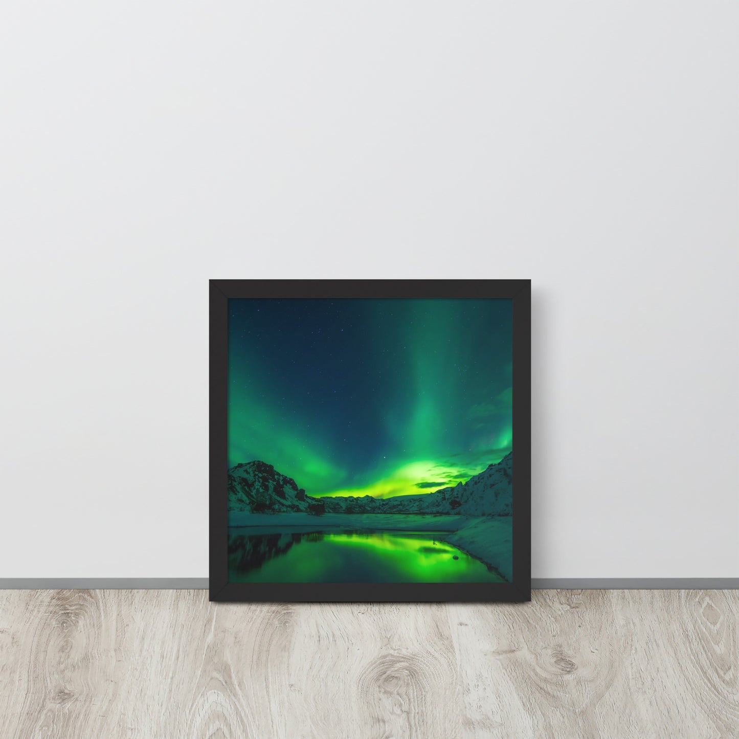 Icy Lake Aurora Framed Poster