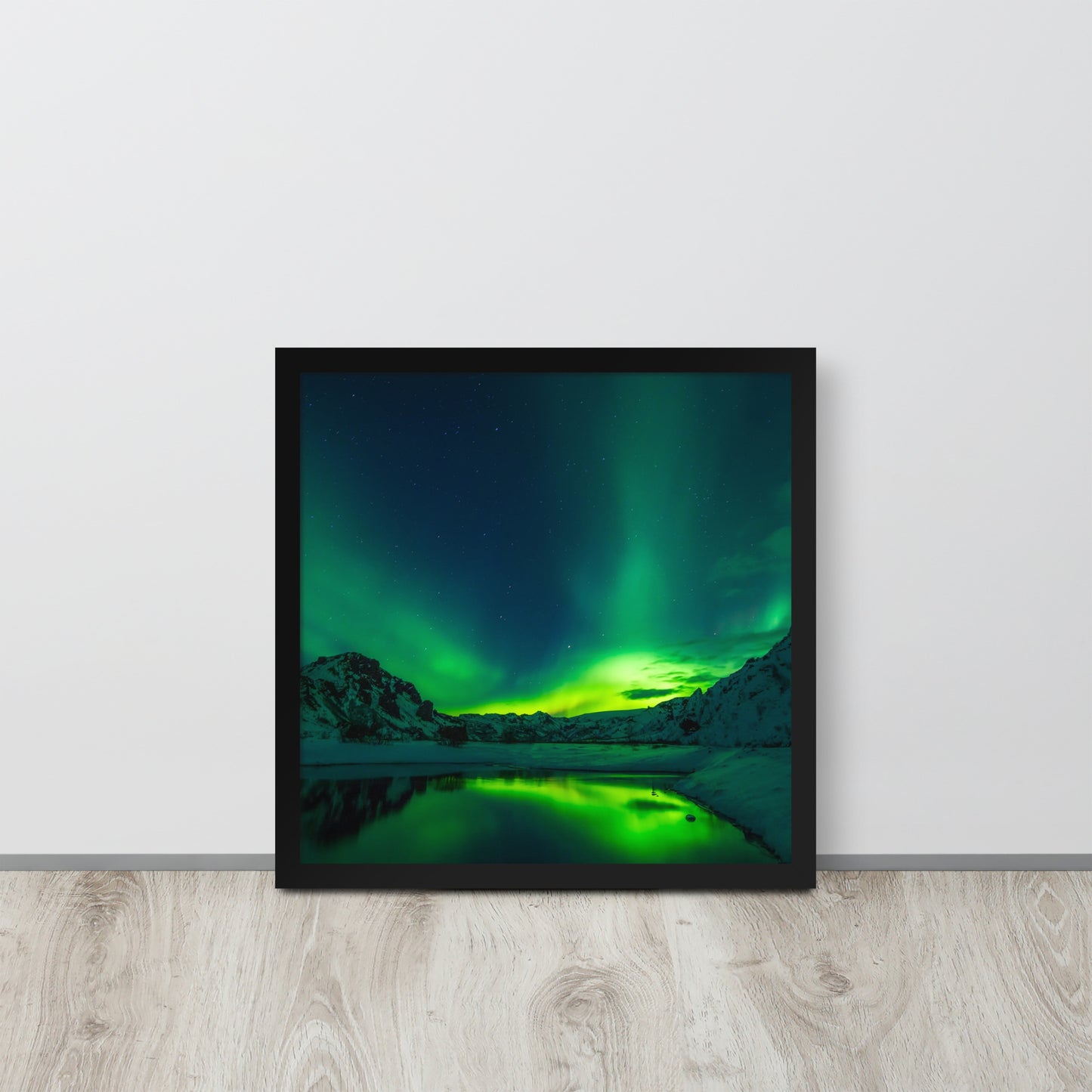 Icy Lake Aurora Framed Poster