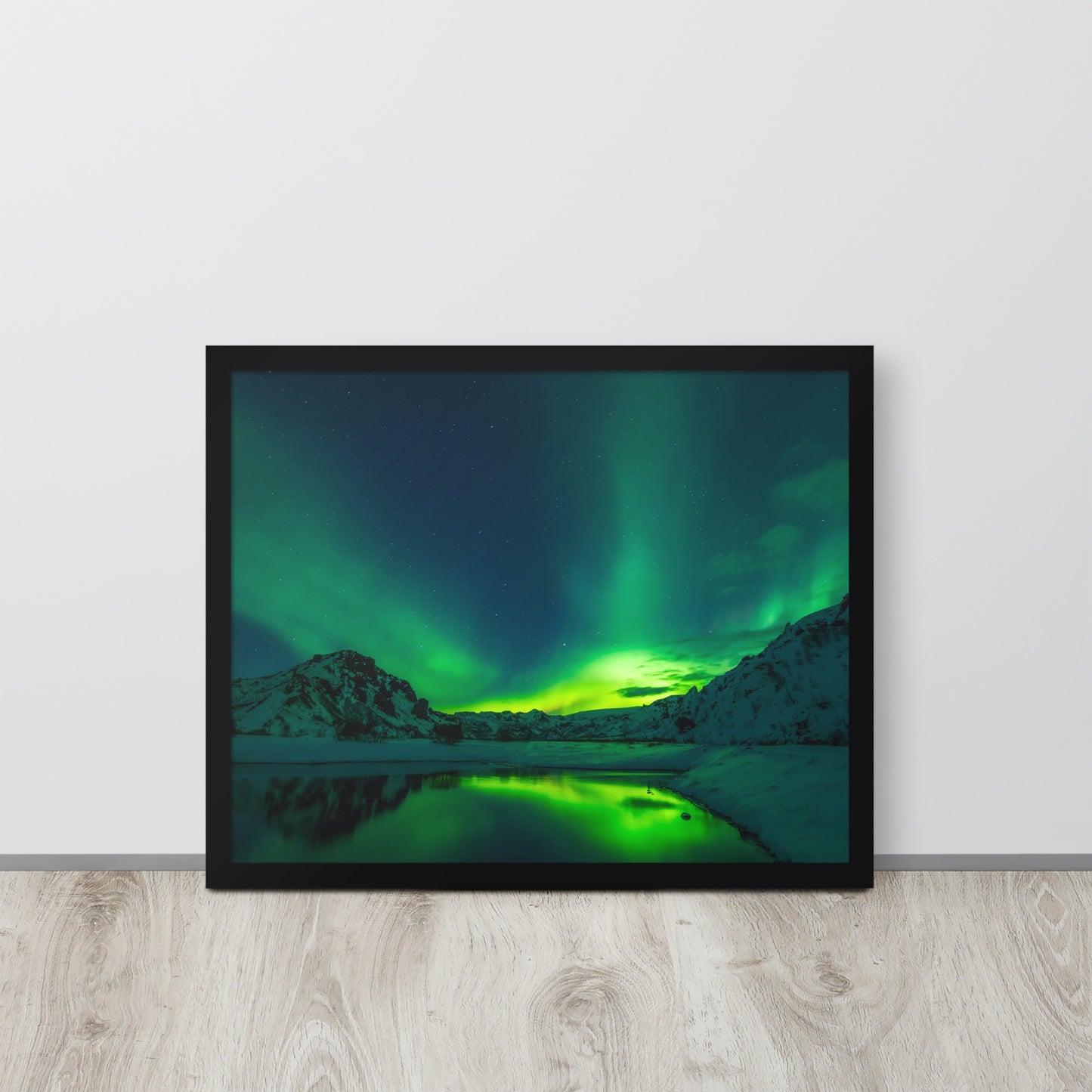 Icy Lake Aurora Framed Poster