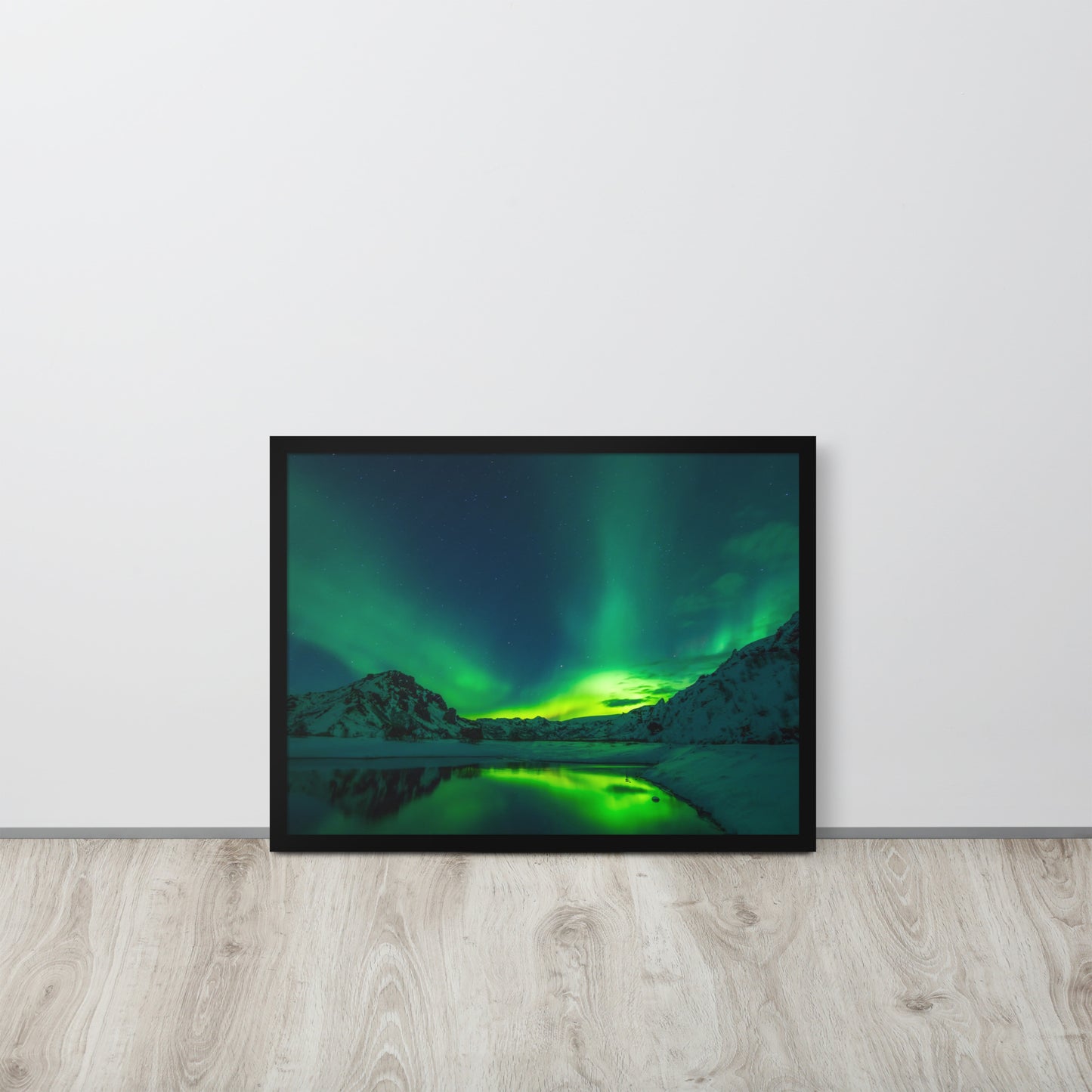 Icy Lake Aurora Framed Poster