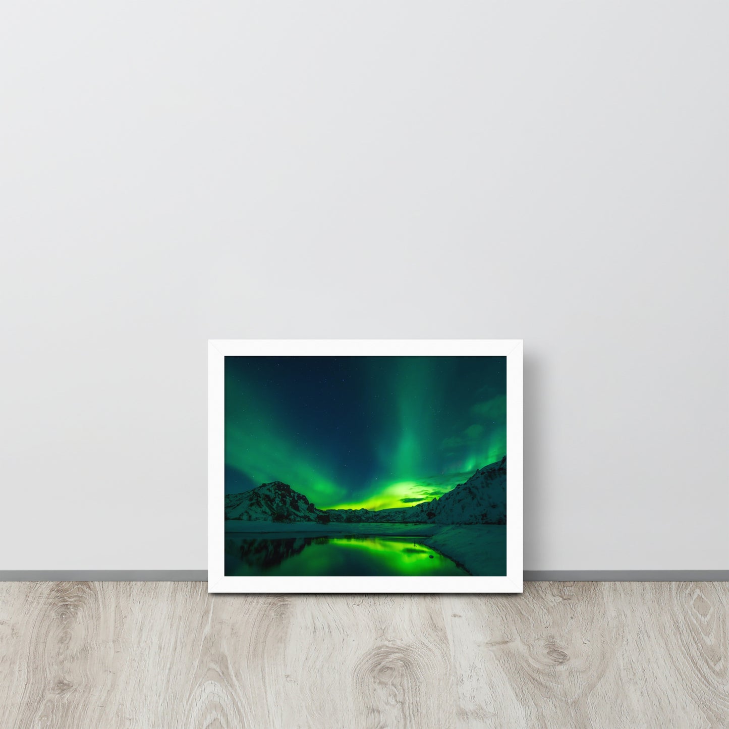 Icy Lake Aurora Framed Poster