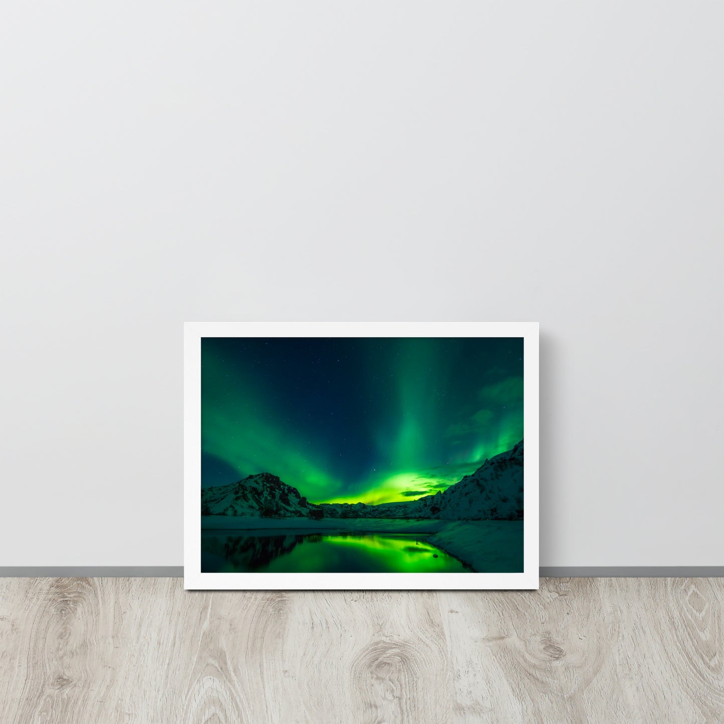 Icy Lake Aurora Framed Poster