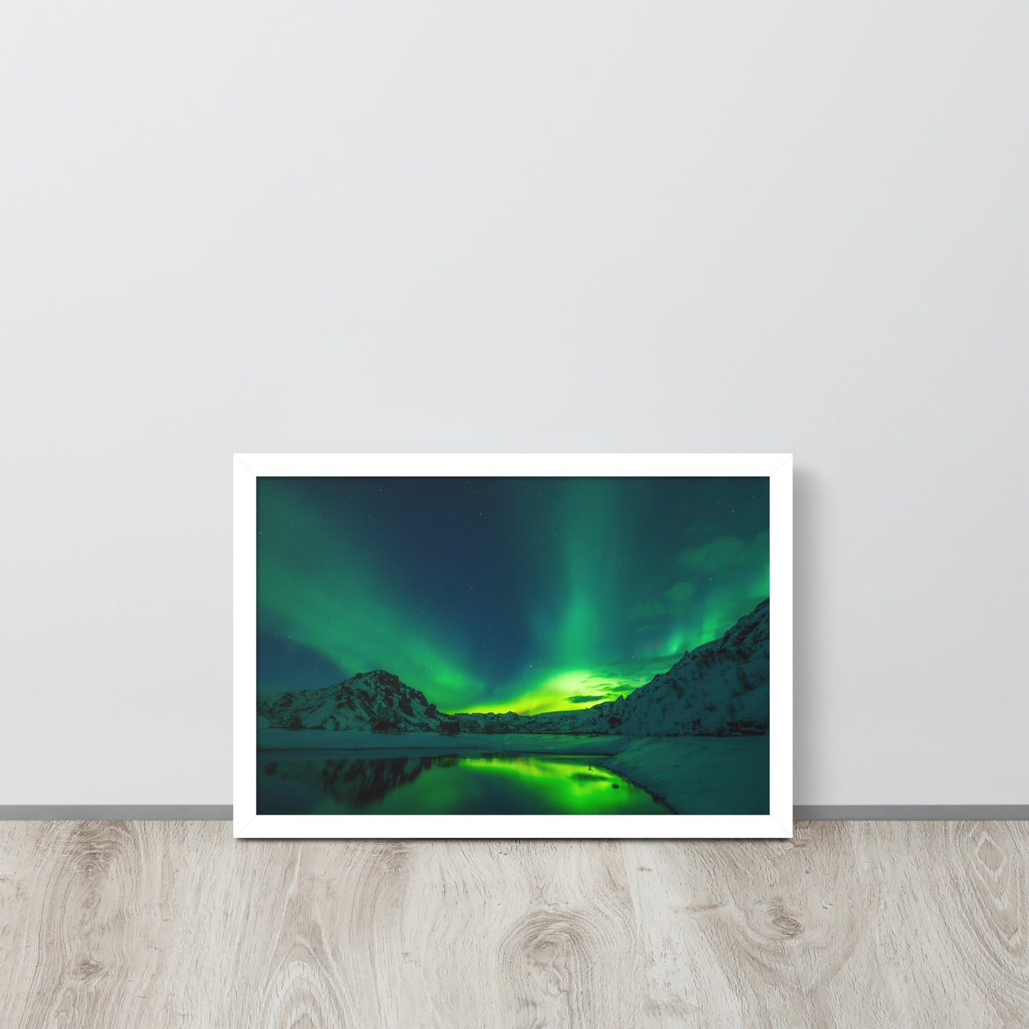 Icy Lake Aurora Framed Poster