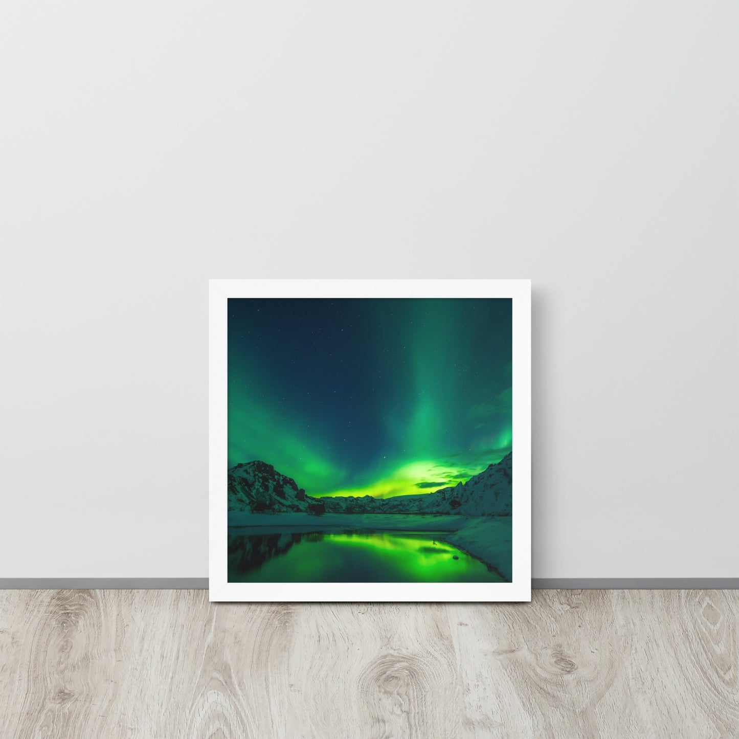 Icy Lake Aurora Framed Poster