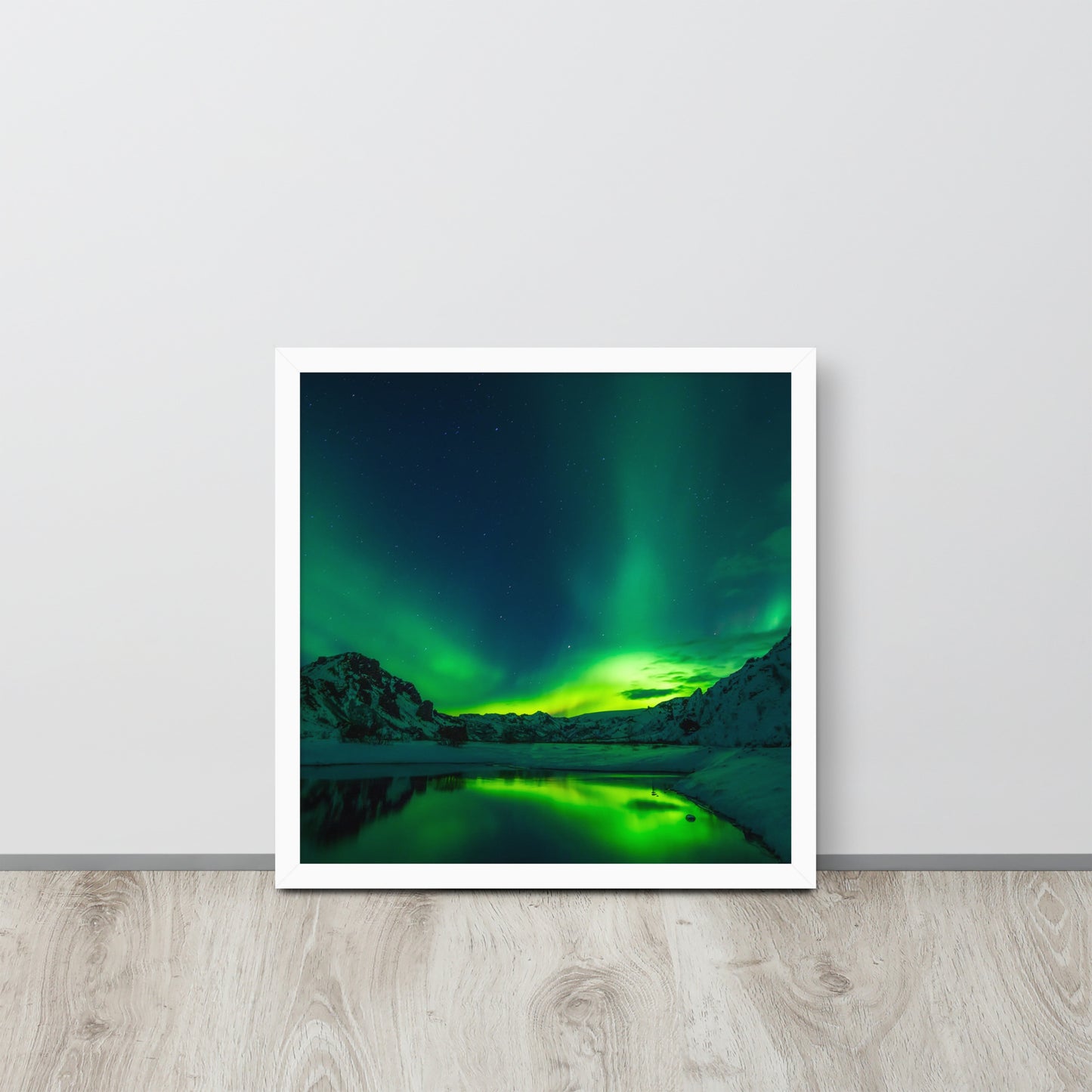 Icy Lake Aurora Framed Poster