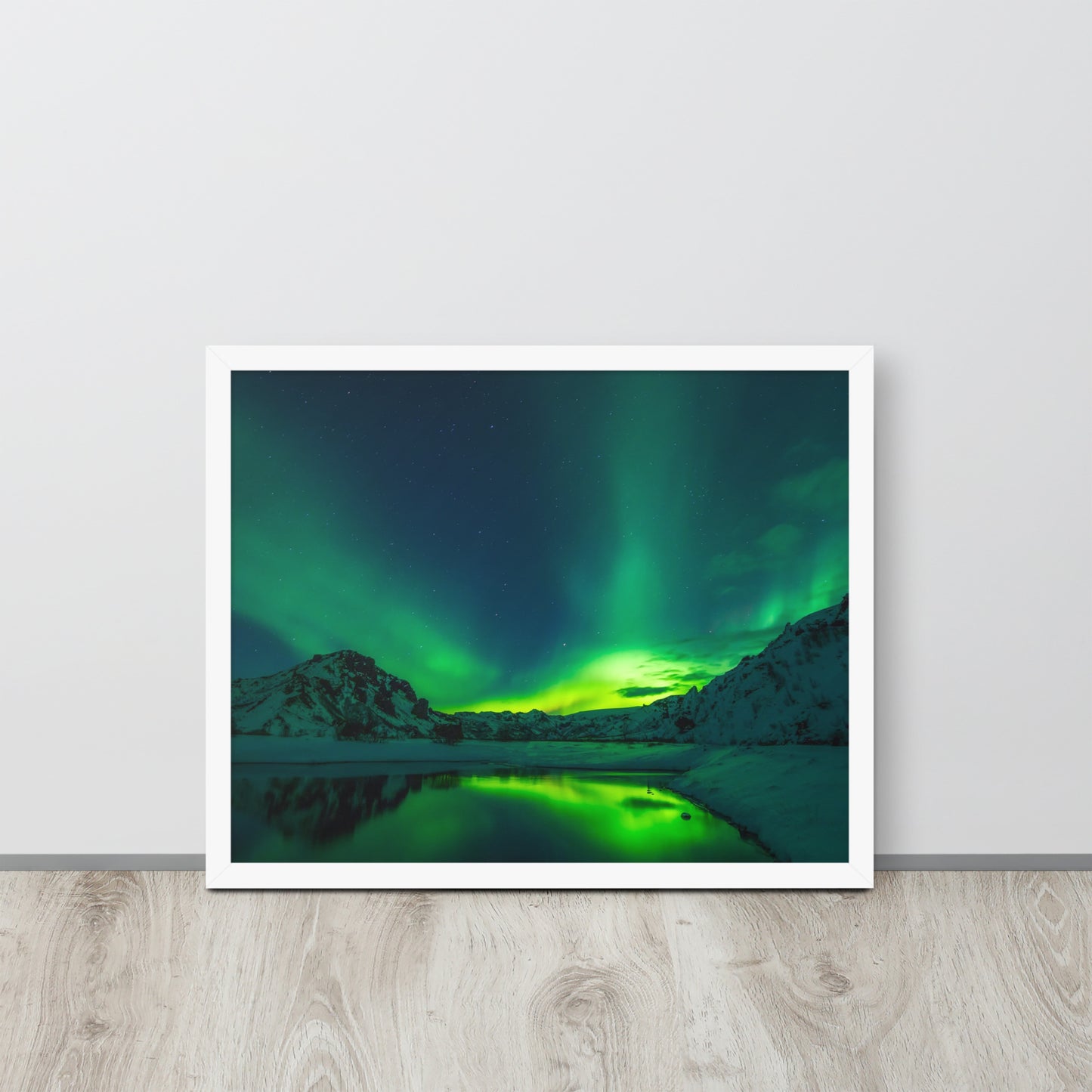 Icy Lake Aurora Framed Poster