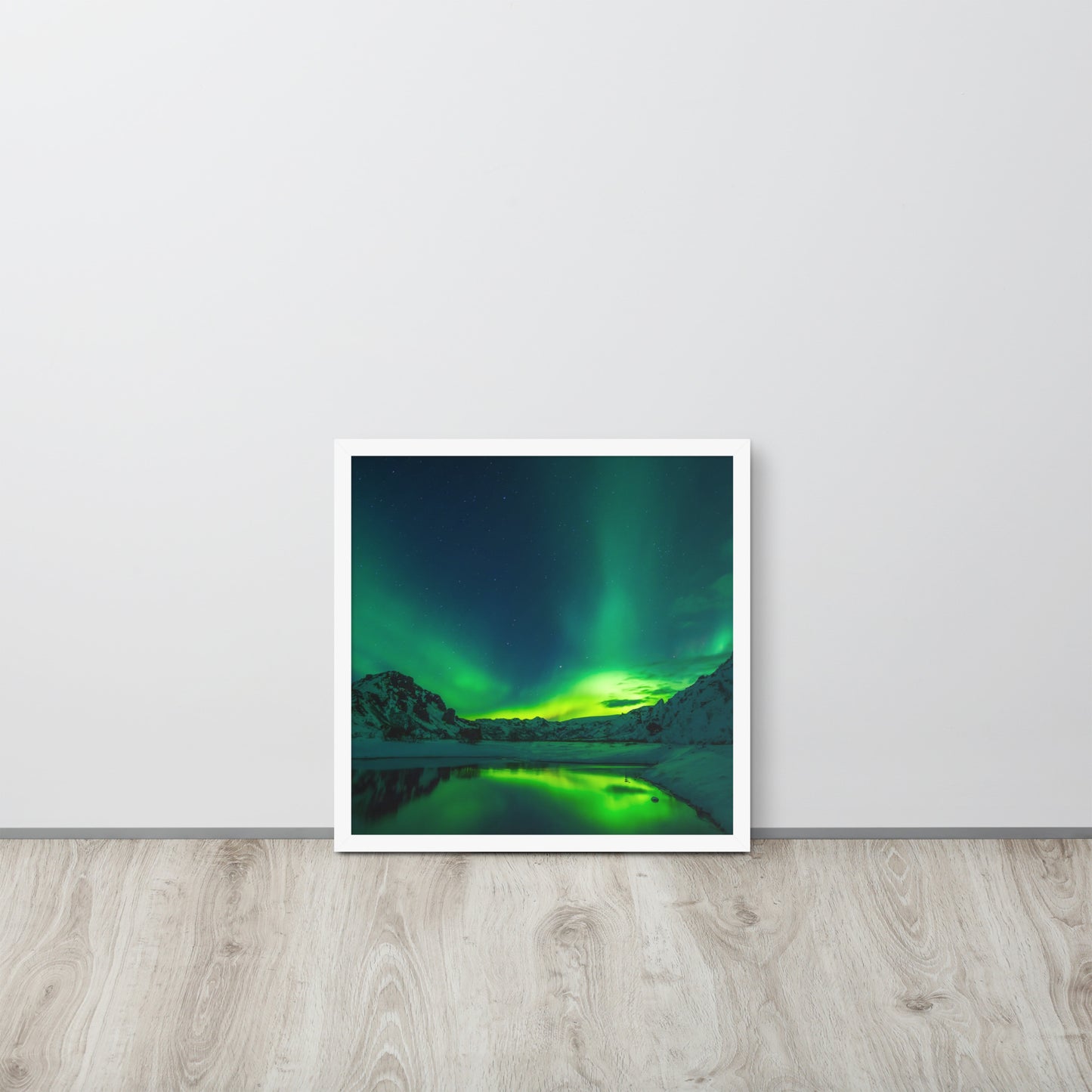 Icy Lake Aurora Framed Poster