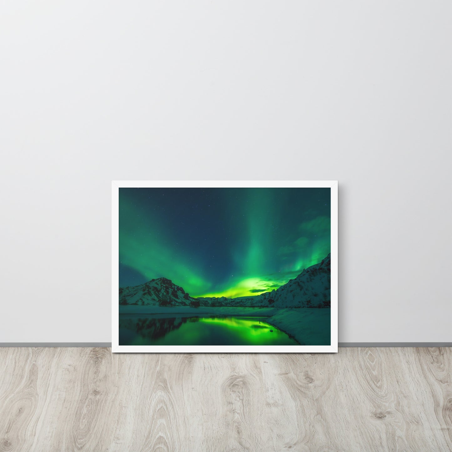 Icy Lake Aurora Framed Poster