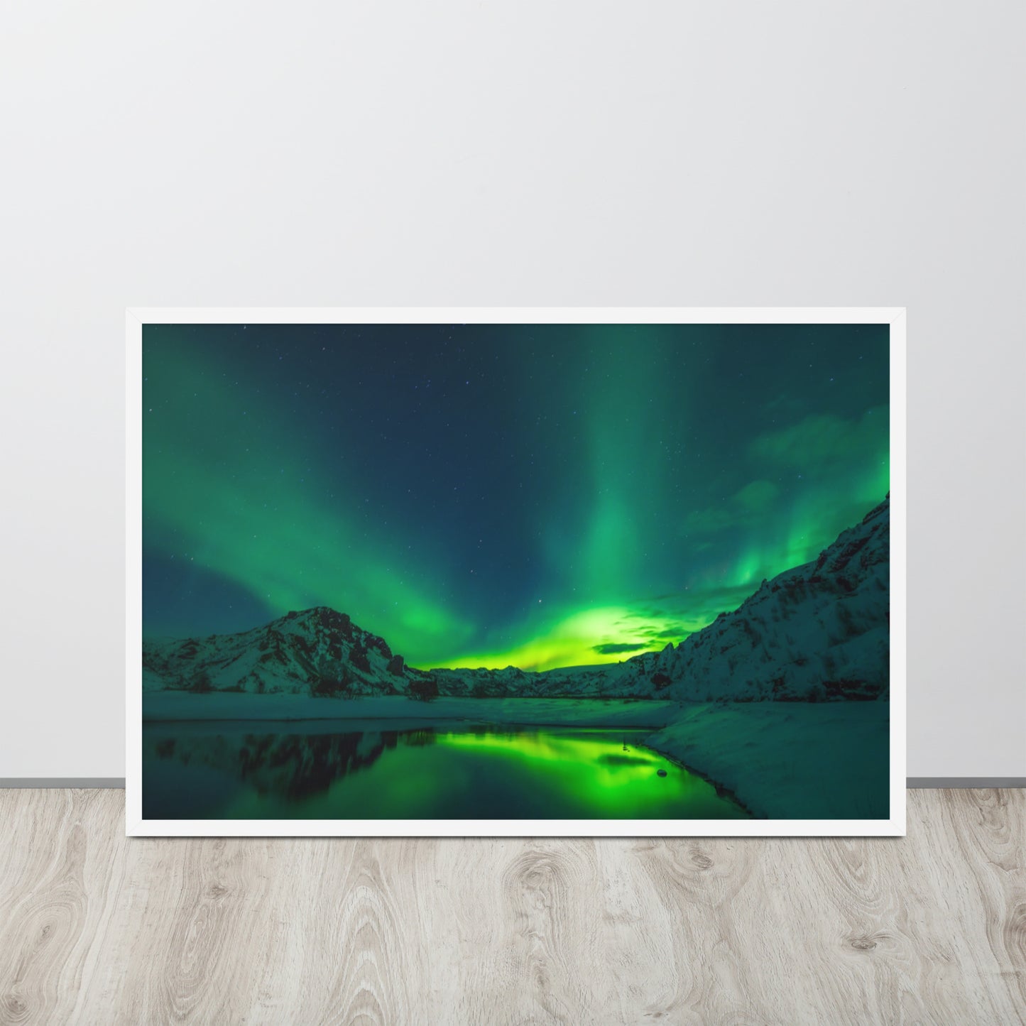 Icy Lake Aurora Framed Poster