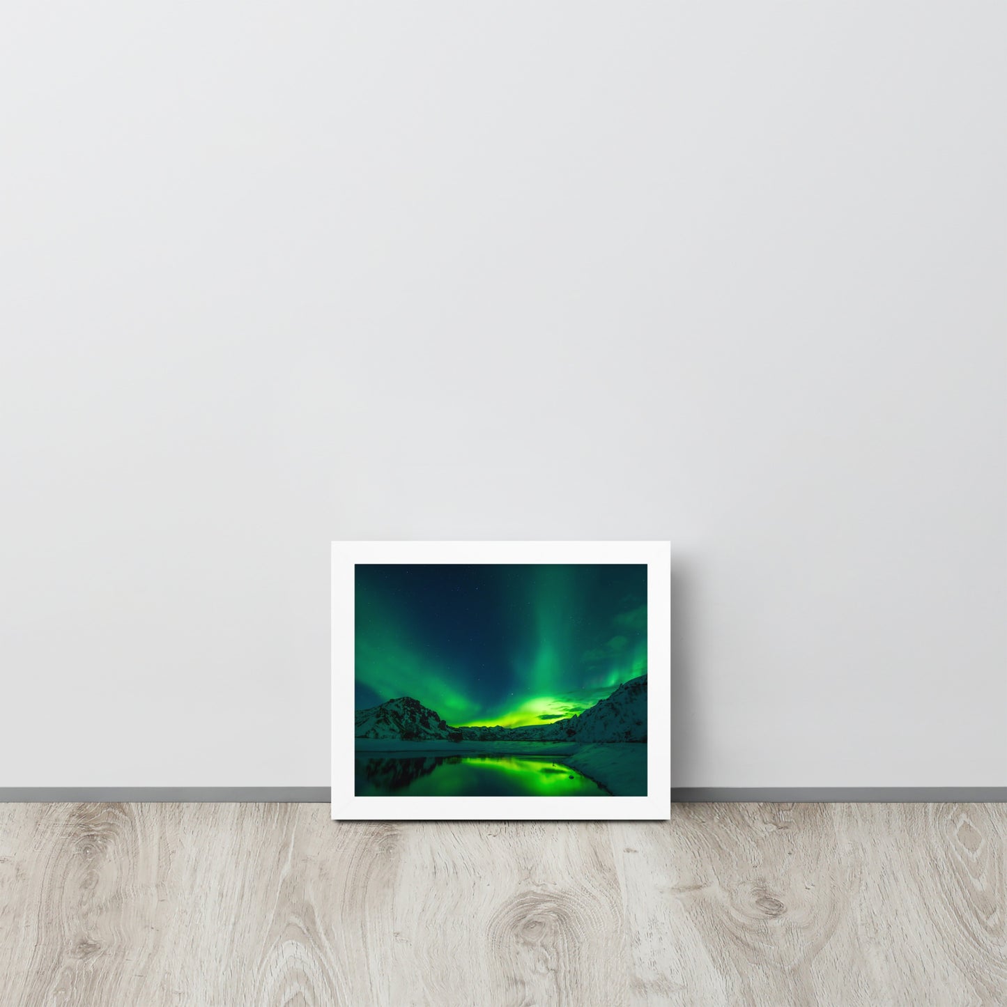 Icy Lake Aurora Framed Poster