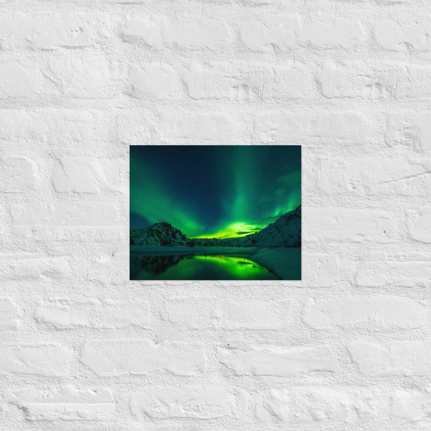 Icy Lake Aurora Poster