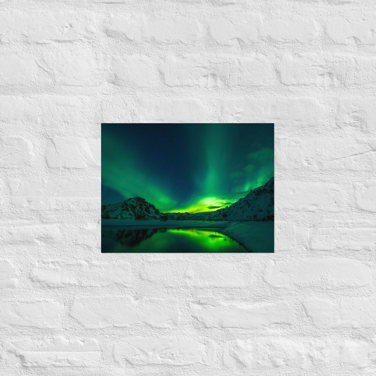 Icy Lake Aurora Poster