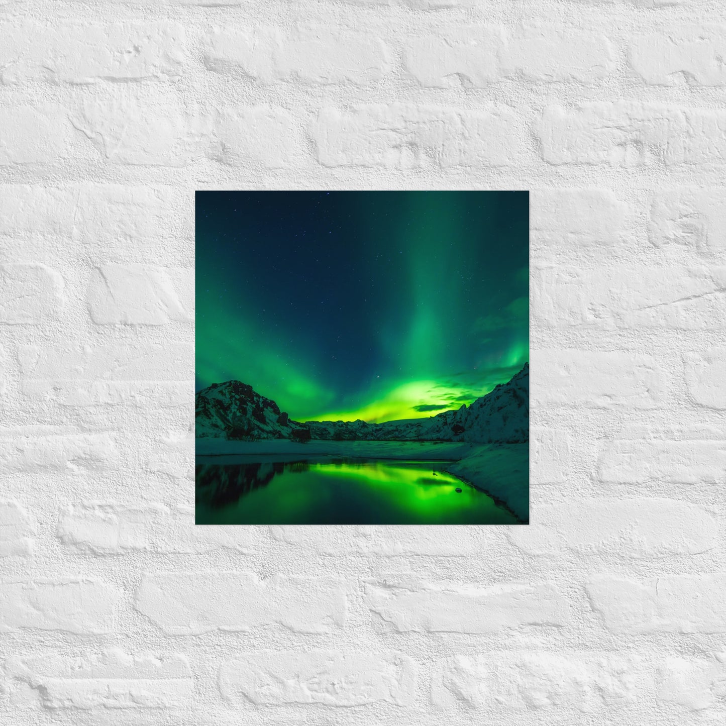 Icy Lake Aurora Poster