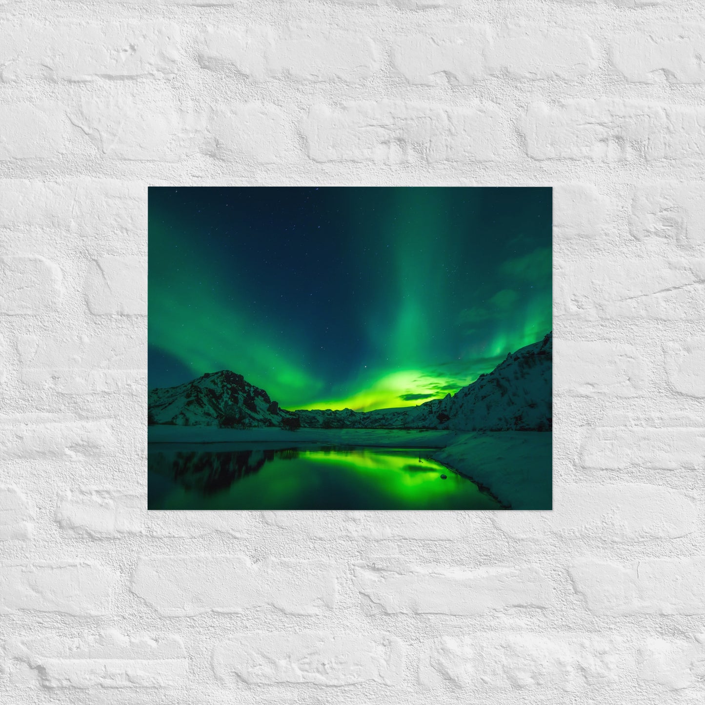 Icy Lake Aurora Poster