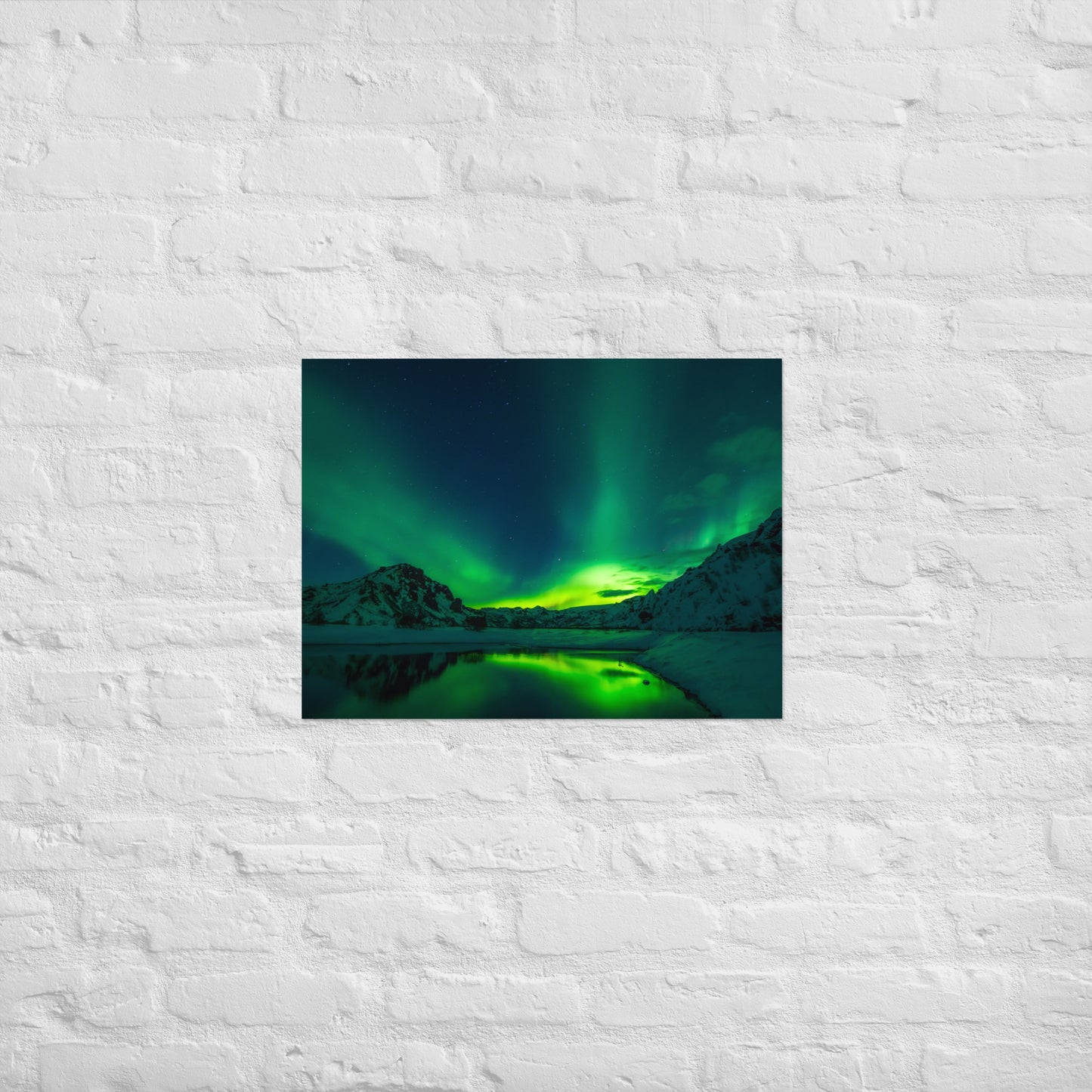 Icy Lake Aurora Poster