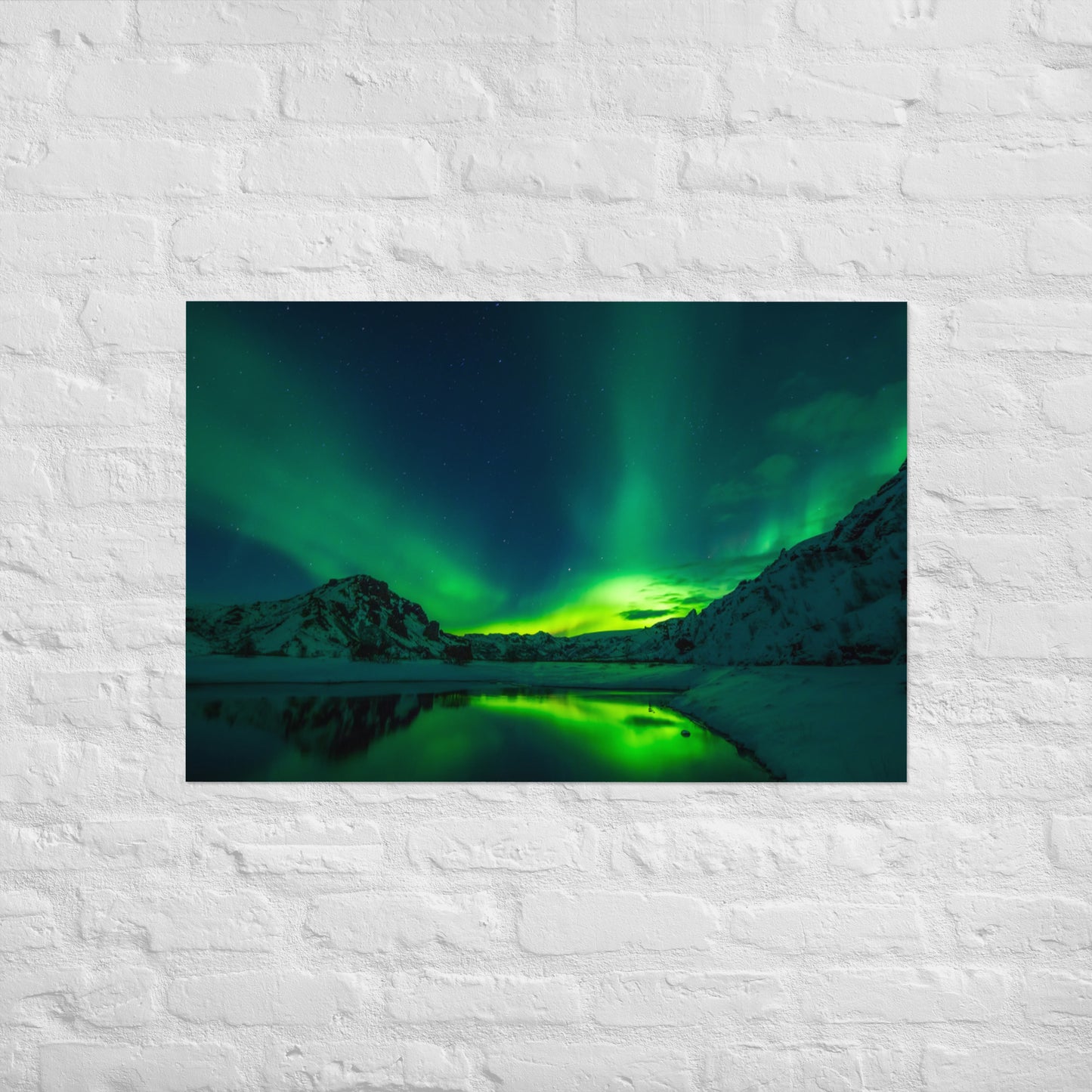 Icy Lake Aurora Poster